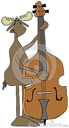 Moose playing a bass fiddle Stock Photo