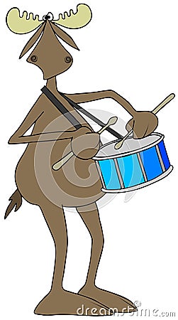 Moose playing a snare drum Stock Photo