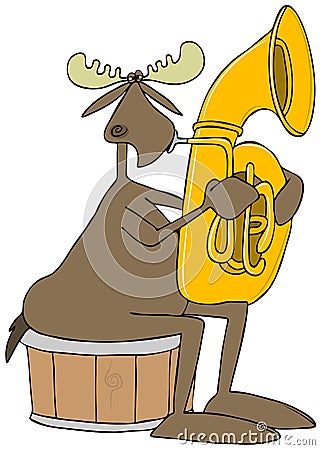 Moose playing a tuba Stock Photo