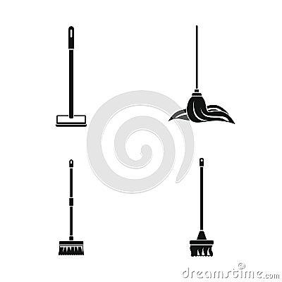 Mop cleaning swab icons set, simple style Cartoon Illustration