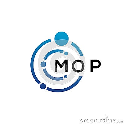 MOP letter technology logo design on white background. MOP creative initials letter IT logo concept. MOP letter design Vector Illustration