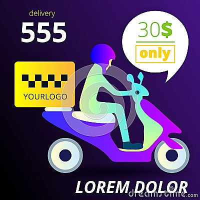 Moped delivery service Vector Illustration