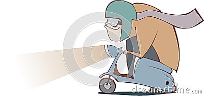 Moped Man Vector Illustration