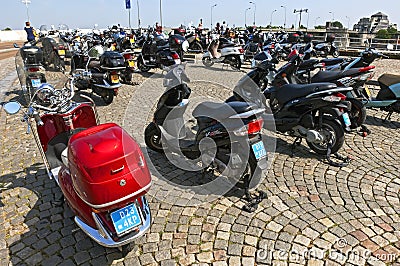 Mopeds are banned in the city center in Maastricht Editorial Stock Photo