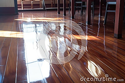 a mopped floor with a visible wet sheen Stock Photo