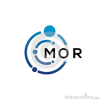 MOR letter technology logo design on white background. MOR creative initials letter IT logo concept. MOR letter design Vector Illustration