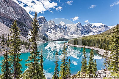 Moraine lake in Banff National Park, Canadian Rockies, Canada. Stock Photo