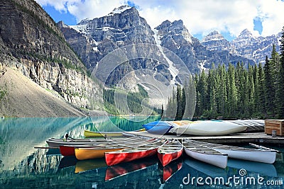 Moraine lake in the Rocky Mountains, Alberta, Canada Stock Photo