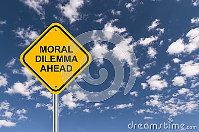 Moral dilemma ahead sign Stock Photo