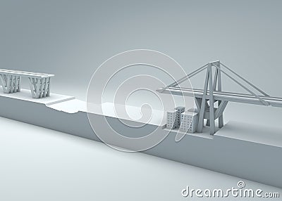 Morandi Bridge of Genoa, collapsed bridge, poor maintenance. Reconstruction and demolition of the entire bridge. Italy Stock Photo