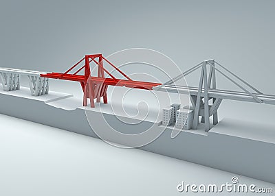 Morandi Bridge of Genoa, collapsed bridge, poor maintenance. Reconstruction and demolition of the entire bridge. Italy Stock Photo