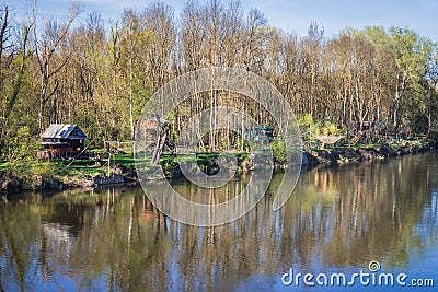 Morava River between Austria and Slovakia Stock Photo