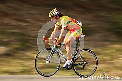 Morcov Stefan cyclist from Romania. Panning technique. Editorial Stock Photo
