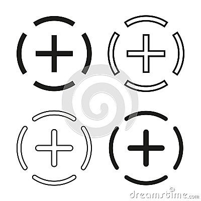 More icon. Read more sign. Plus symbol. Vector illustration. EPS 10. Vector Illustration