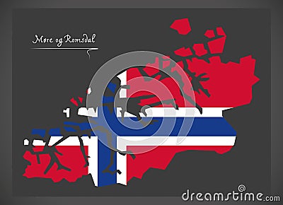 More og Romsdal map of Norway with Norwegian national flag Vector Illustration