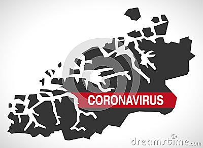 More og Romsdal NORWAY county map with Coronavirus warning illustration Vector Illustration