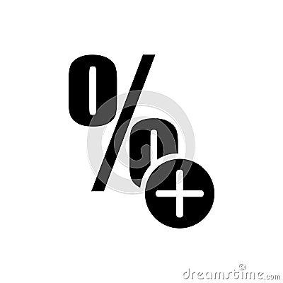 More percentage plus button icon vector sign and symbol isolated on white background, More percentage plus button logo concept Stock Photo