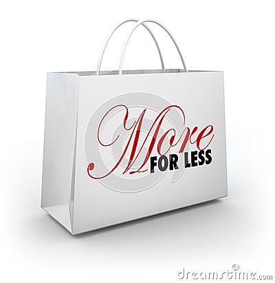 More for Less Shopping Bag Store Sale Discount Deal Savings Stock Photo