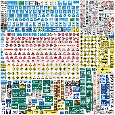 More than Six hundred european traffic signs Vector Illustration