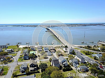 Morehead City to Atlantic Beach Bridge on the Crystal Coast of North Carolina from above Stock Photo