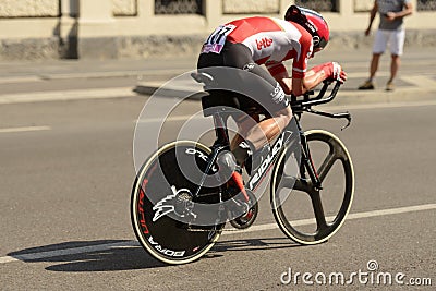 Moreno Hofland competitor at high speed at Giro 2017, Milan Editorial Stock Photo