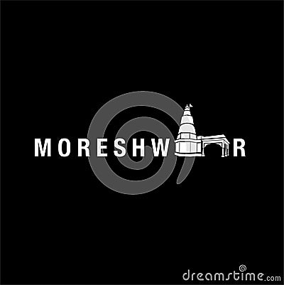 Moreshwar Ganapati temple vector typography . Ashtavinayak Ganesh typo Vector Illustration