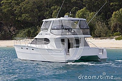 Moreton Island Power Yact Stock Photo