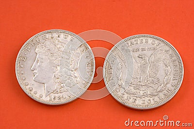 Morgan silver dollar Stock Photo