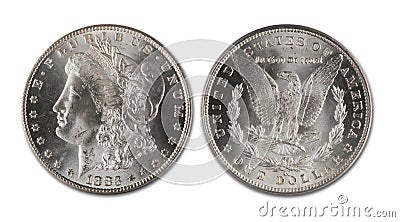 Morgan Silver Dollar. Stock Photo