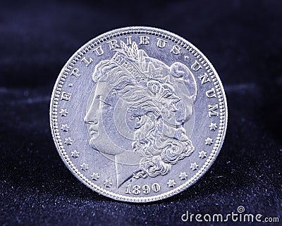 Morgan Silver Dollar 1890 Stock Photo