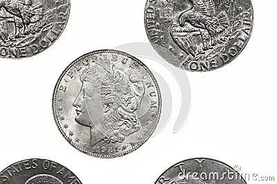 Morgan Silver Dollars Stock Photo