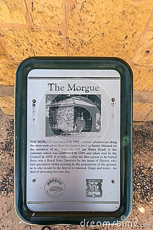 Morgan, South Australia - Dec 20 1016: The historic Morgue at Morgan on the banks of the Murray River in South Australia is a Editorial Stock Photo