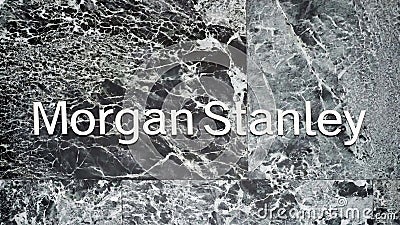 Morgan Stanley corporate logo on marble wall at Midtown, Manhattan office building Editorial Stock Photo