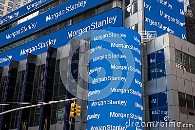 Morgan Stanley on Times Square Editorial Stock Photo