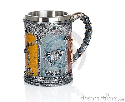 Official House Stark tankard from Game of Thrones series Editorial Stock Photo