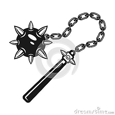 Morgenstern medieval weapon or mace vector object Vector Illustration