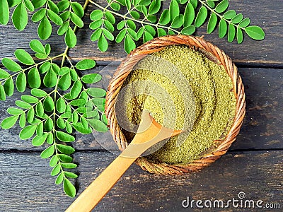 Moringa leaf powder Stock Photo