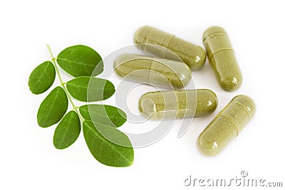 Moringa oleifera capsule Stock Photo