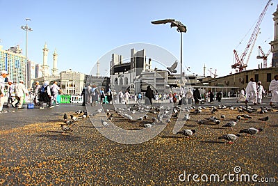 Morning activities around Masjidil Haram during hajj and umra in Mecca, Saudi Arabia. Editorial Stock Photo