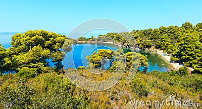 Morning Aegean coast, Sithonia, Greece. Stock Photo