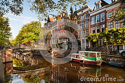 Morning on Amsterdam Canal Stock Photo