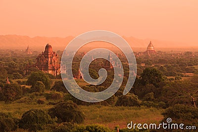 Morning of the ancient Bagan, Myanmar Burma Stock Photo