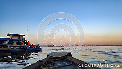 Morning atmosphere in the floating market of the Barito river, Banjarmasin / South Kalimantan Indonesia Editorial Stock Photo