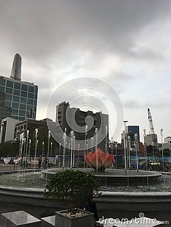 Morning bangkok no people fountain Editorial Stock Photo