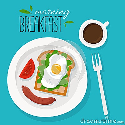 Morning breakfast with coffee Vector Illustration