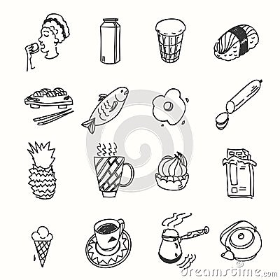 Morning breakfast lunch or dinner kitchen doodle Vector Illustration