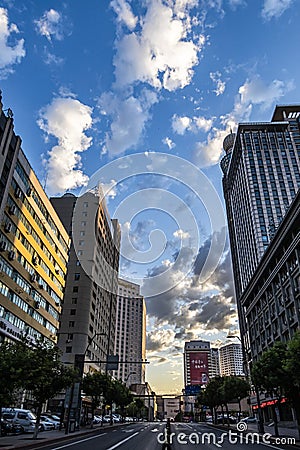 Morning in the city, morning view of Comrade Street, Changchun, China Stock Photo