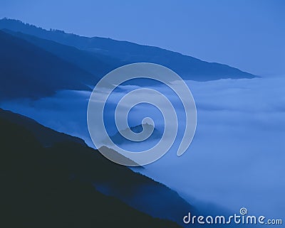 Morning coastal fog Stock Photo