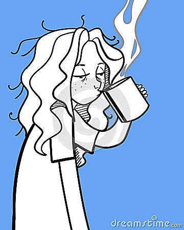 Morning coffee illustration for postcard meme Cartoon Illustration
