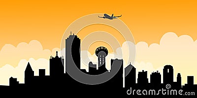 Morning Dallas Skyline-Vector Vector Illustration